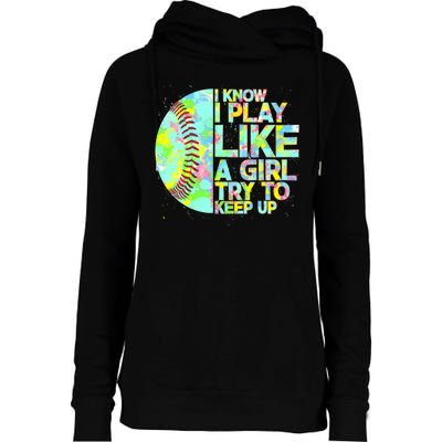 Softball Play Like A Girl Womens Funnel Neck Pullover Hood