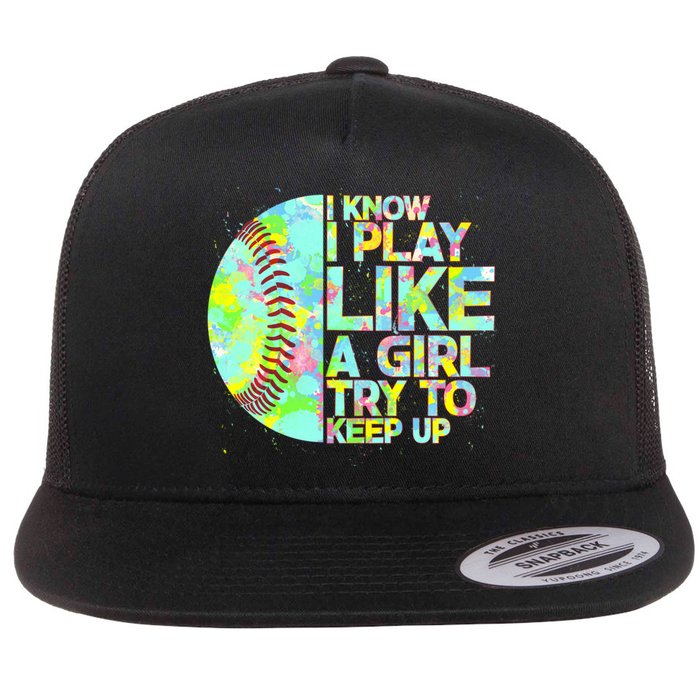 Softball Play Like A Girl Flat Bill Trucker Hat