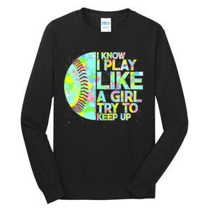 Softball Play Like A Girl Tall Long Sleeve T-Shirt