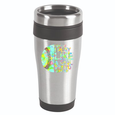 Softball Play Like A Girl 16oz Travel Tumbler