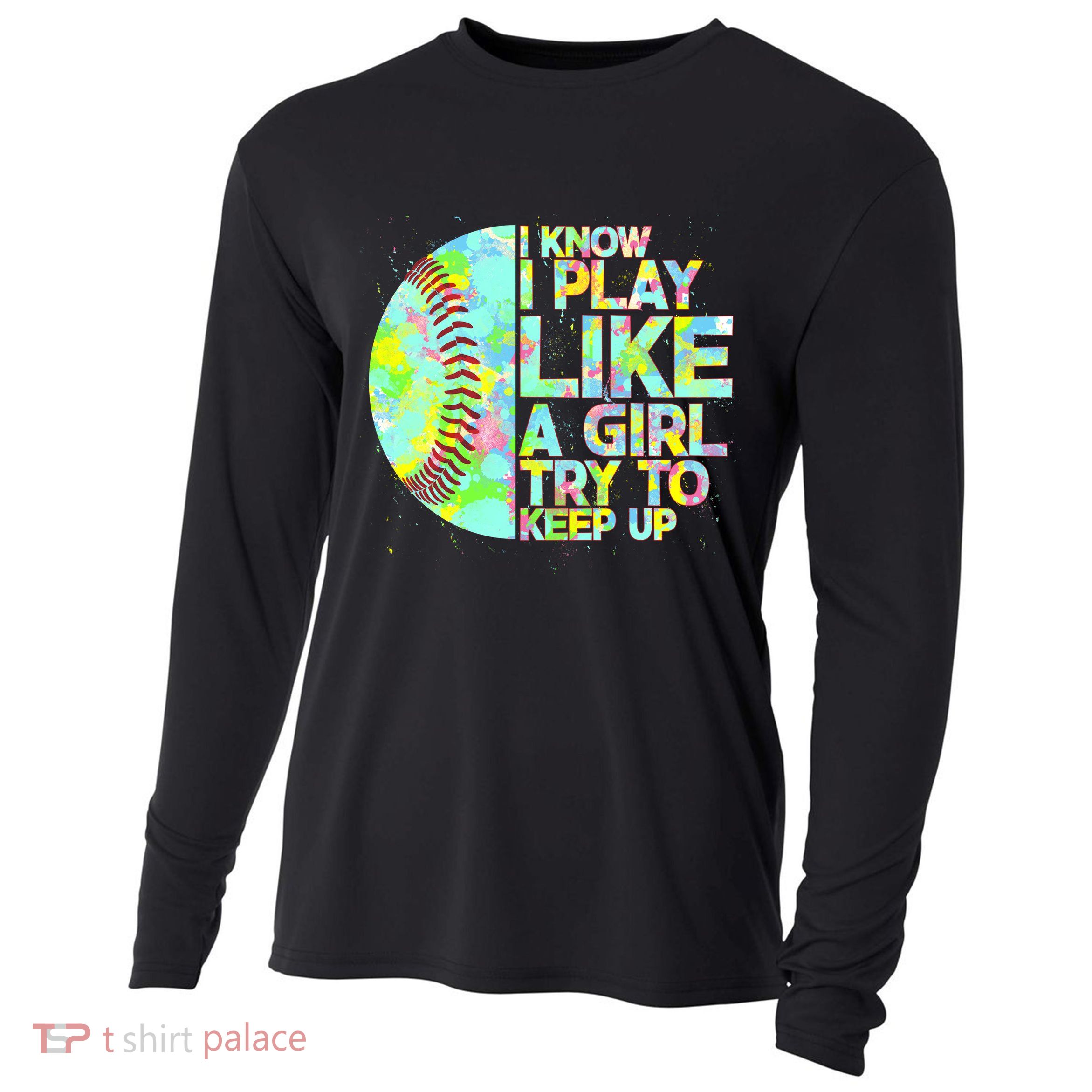 Softball Play Like A Girl Cooling Performance Long Sleeve Crew