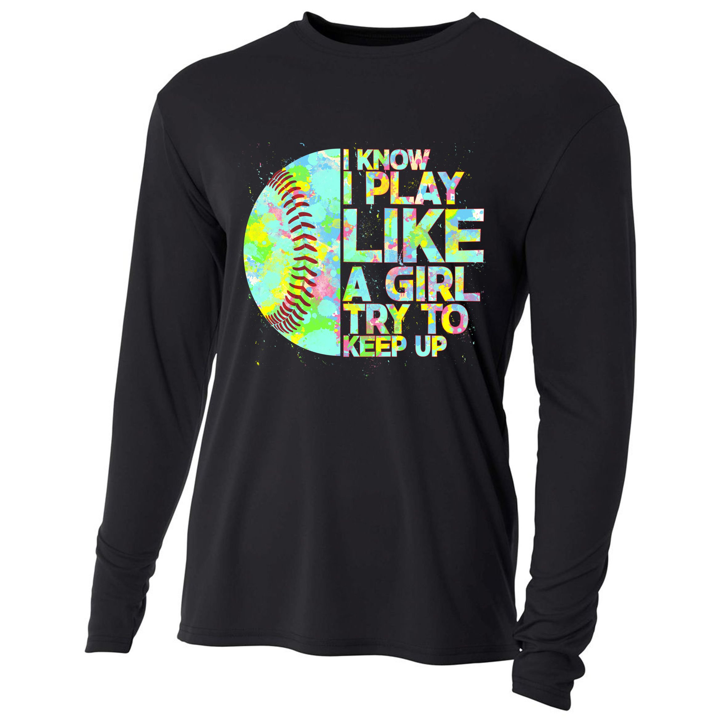 Softball Play Like A Girl Cooling Performance Long Sleeve Crew
