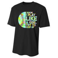 Softball Play Like A Girl Performance Sprint T-Shirt