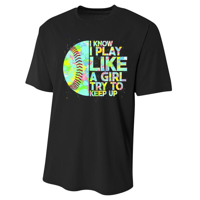 Softball Play Like A Girl Performance Sprint T-Shirt