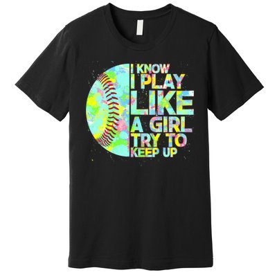 Softball Play Like A Girl Premium T-Shirt