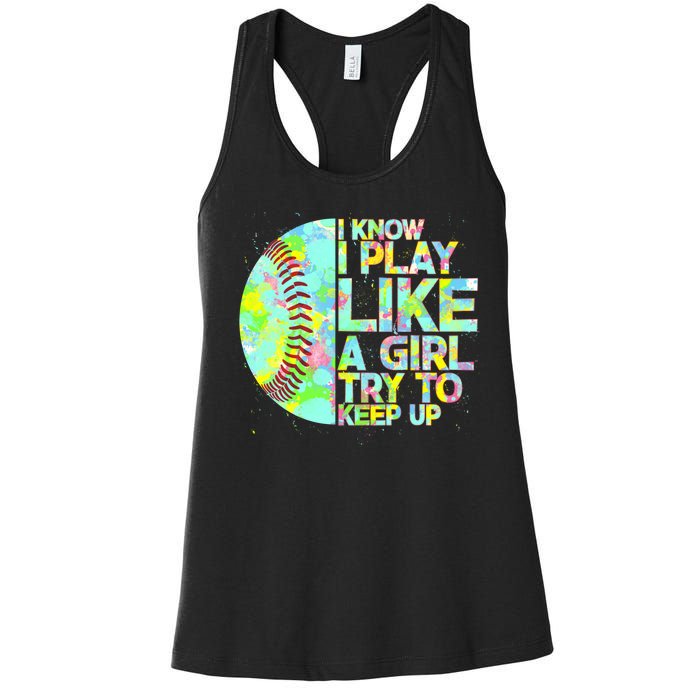 Softball Play Like A Girl Women's Racerback Tank