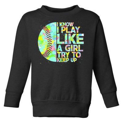 Softball Play Like A Girl Toddler Sweatshirt