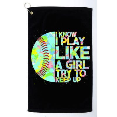 Softball Play Like A Girl Platinum Collection Golf Towel