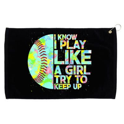 Softball Play Like A Girl Grommeted Golf Towel