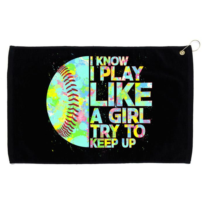 Softball Play Like A Girl Grommeted Golf Towel