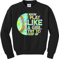 Softball Play Like A Girl Kids Sweatshirt