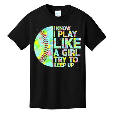 Softball Play Like A Girl Kids T-Shirt