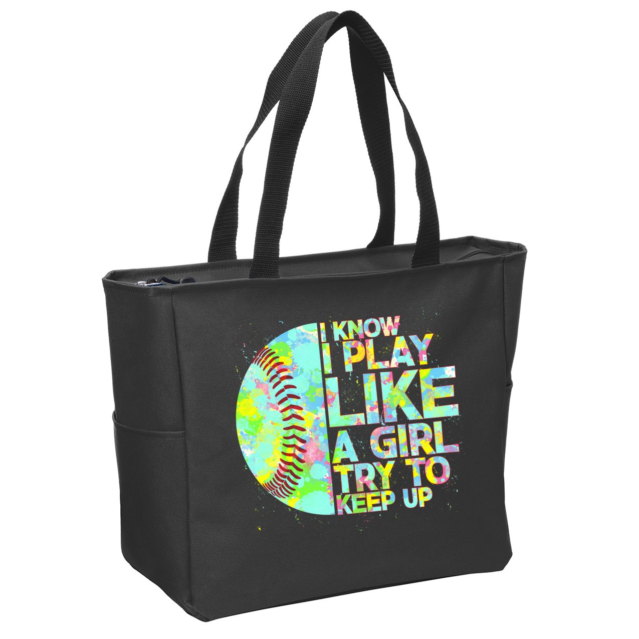 Softball Play Like A Girl Zip Tote Bag