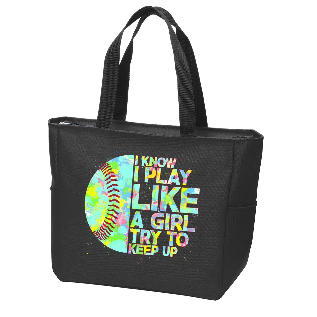 Softball Play Like A Girl Zip Tote Bag