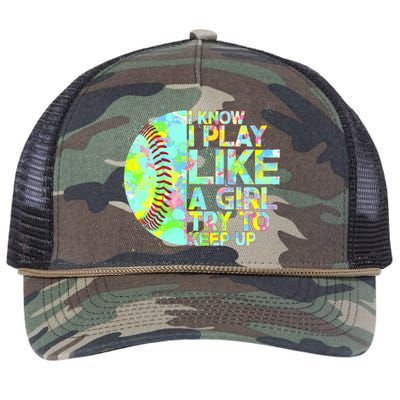 Softball Play Like A Girl Retro Rope Trucker Hat Cap