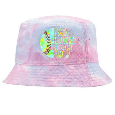 Softball Play Like A Girl Tie-Dyed Bucket Hat