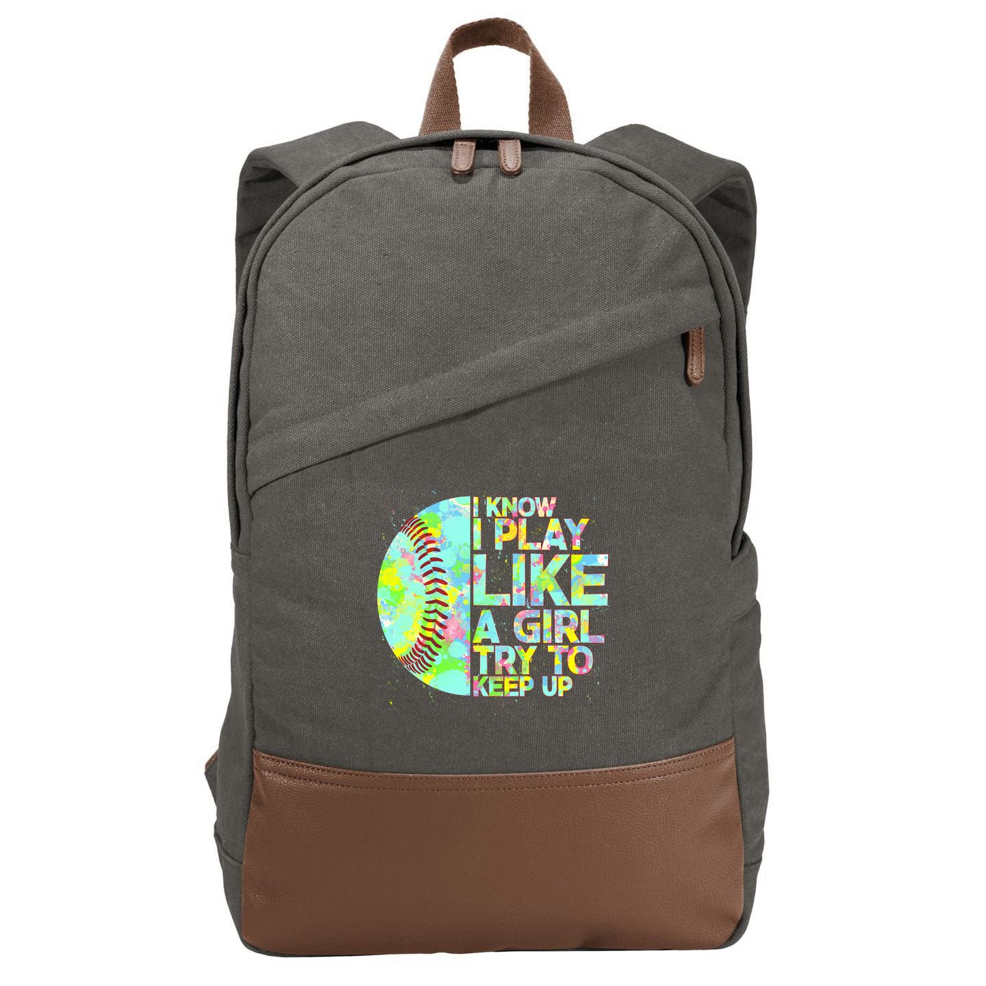 Softball Play Like A Girl Cotton Canvas Backpack