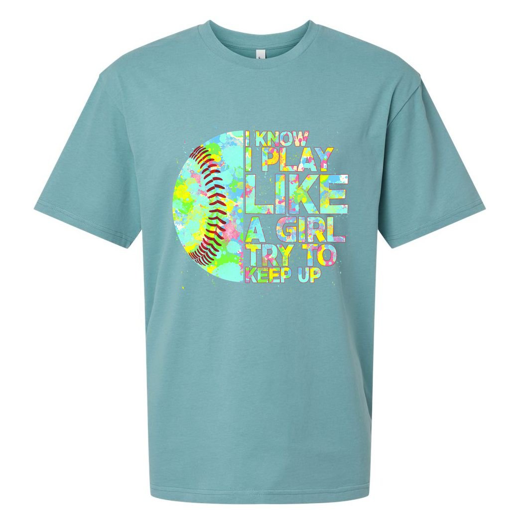 Softball Play Like A Girl Sueded Cloud Jersey T-Shirt