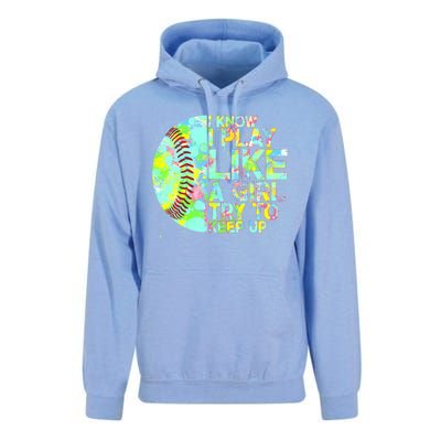 Softball Play Like A Girl Unisex Surf Hoodie