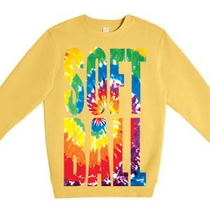 Softball Retro Tie Dye Premium Crewneck Sweatshirt