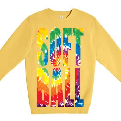 Softball Retro Tie Dye Premium Crewneck Sweatshirt