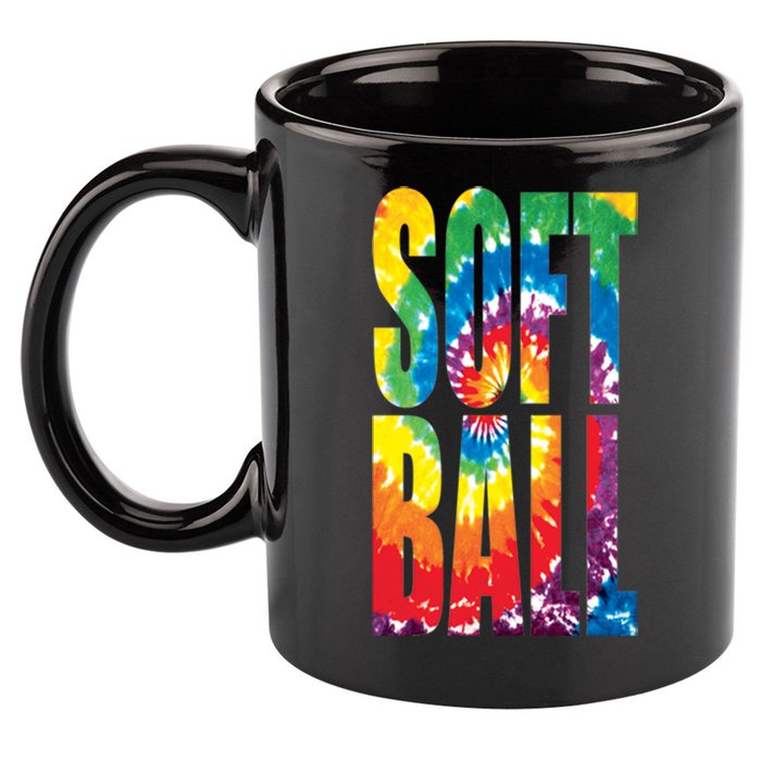 Softball Retro Tie Dye 11oz C Handle Ceramic Mug