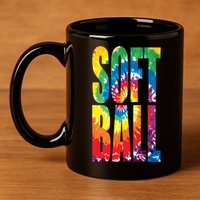 Softball Retro Tie Dye 11oz C Handle Ceramic Mug
