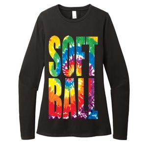 Softball Retro Tie Dye Womens CVC Long Sleeve Shirt