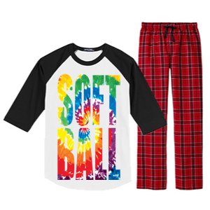 Softball Retro Tie Dye Raglan Sleeve Pajama Set