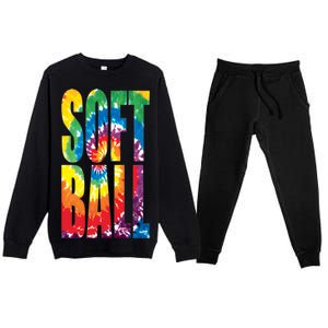 Softball Retro Tie Dye Premium Crewneck Sweatsuit Set