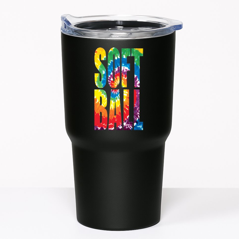 Softball Retro Tie Dye Tumbler