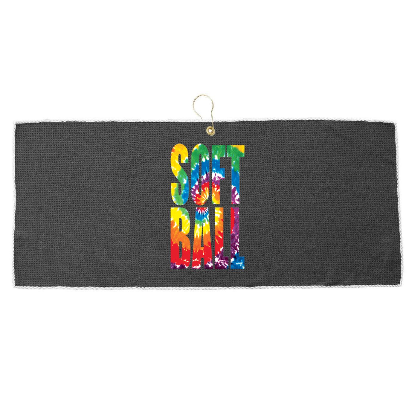Softball Retro Tie Dye Large Microfiber Waffle Golf Towel