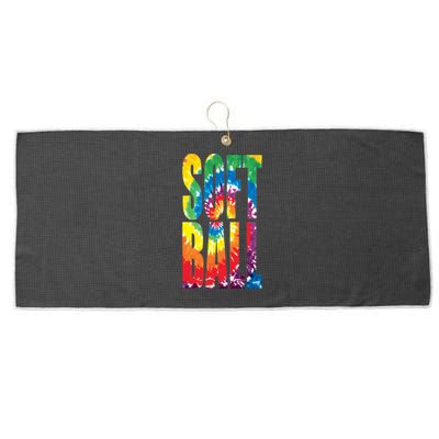 Softball Retro Tie Dye Large Microfiber Waffle Golf Towel