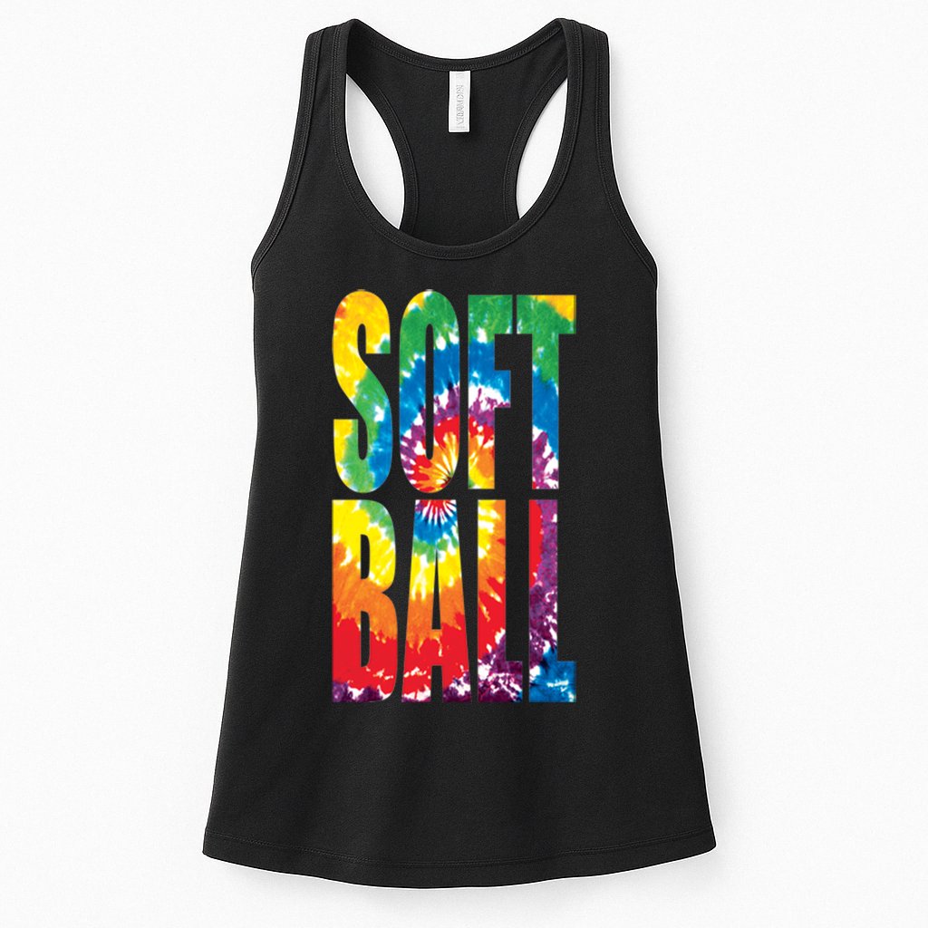 Softball Retro Tie Dye Womens Tank Top