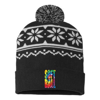 Softball Retro Tie Dye USA-Made Snowflake Beanie