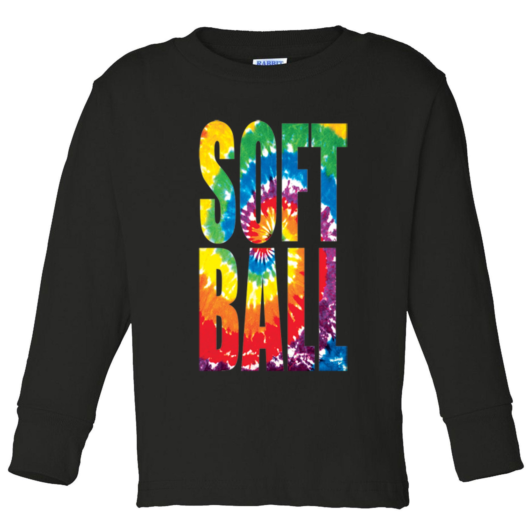 Softball Retro Tie Dye Toddler Long Sleeve Shirt
