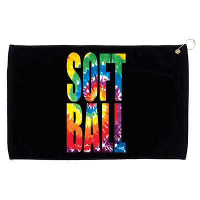 Softball Retro Tie Dye Grommeted Golf Towel