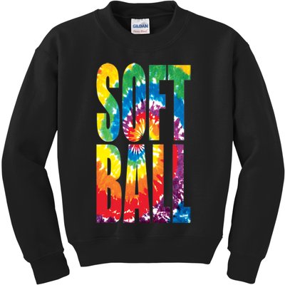 Softball Retro Tie Dye Kids Sweatshirt