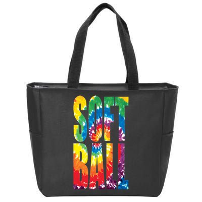 Softball Retro Tie Dye Zip Tote Bag