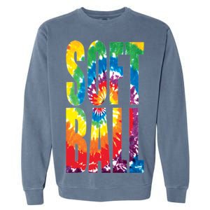 Softball Retro Tie Dye Garment-Dyed Sweatshirt