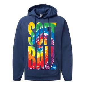 Softball Retro Tie Dye Performance Fleece Hoodie