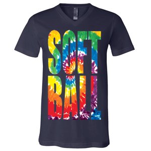 Softball Retro Tie Dye V-Neck T-Shirt