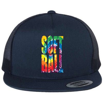 Softball Retro Tie Dye Flat Bill Trucker Hat