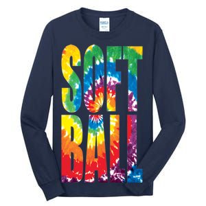 Softball Retro Tie Dye Tall Long Sleeve T-Shirt