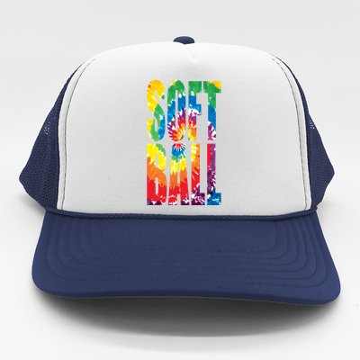 Softball Retro Tie Dye Trucker Hat