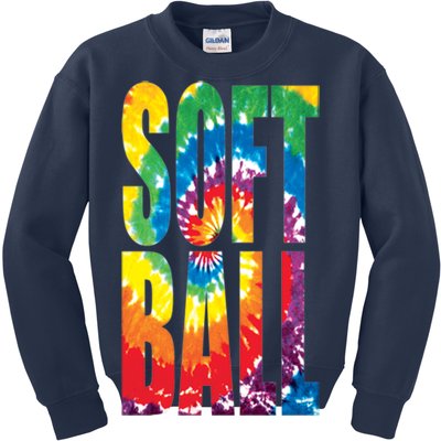 Softball Retro Tie Dye Kids Sweatshirt