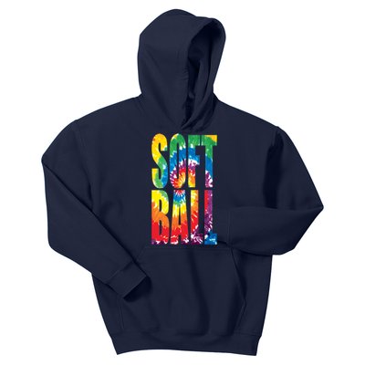 Softball Retro Tie Dye Kids Hoodie