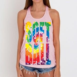 Softball Retro Tie Dye Women's Knotted Racerback Tank