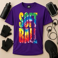 Softball Retro Tie Dye Cooling Performance Crew T-Shirt