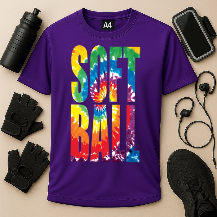 Softball Retro Tie Dye Cooling Performance Crew T-Shirt